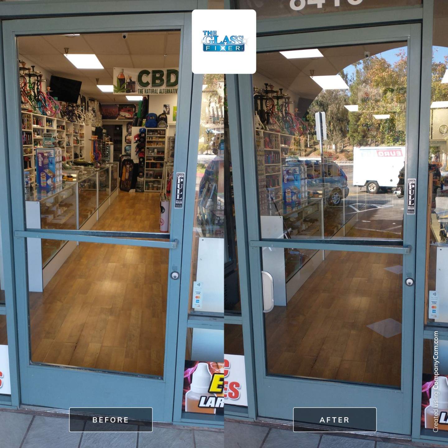 Fast Storefront Door Glass Replacement in Orange, CA. Same-Day glass door for a storefront,  replaced on the same day, in just two hours!