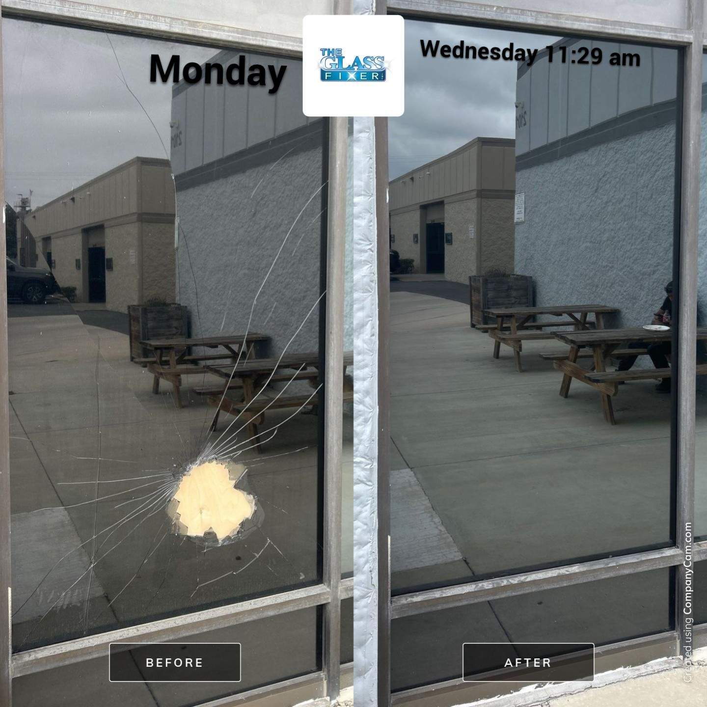 Gray Tempered Storefront Glass Replacement with Window Film – Santa Ana, California