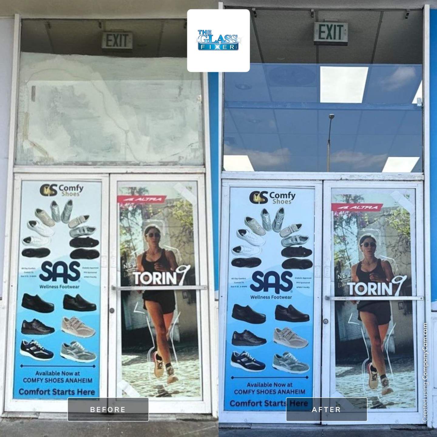 Large Tempered Transom Glass Replacement for Retail Store – Anaheim, California